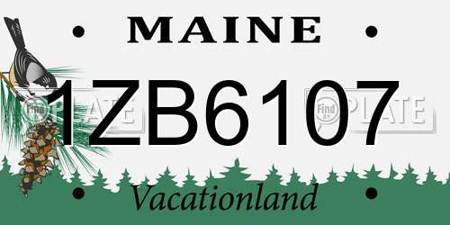 1ZB6107 Maine License Plate