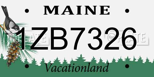 1ZB7326 Maine License Plate