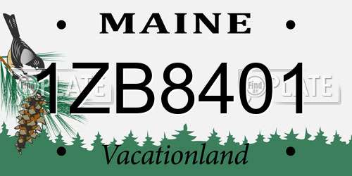 1ZB8401 Maine License Plate
