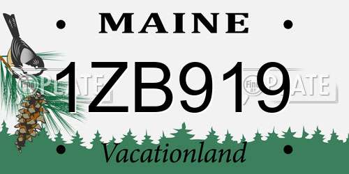 1ZB919 Maine License Plate