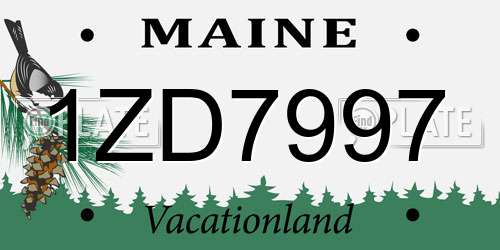 1ZD7997 Maine License Plate