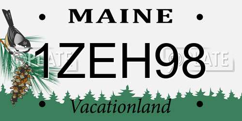 1ZEH98 Maine License Plate