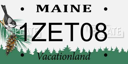 1ZET08 Maine License Plate
