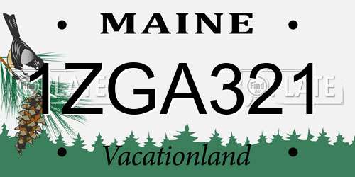 1ZGA321 Maine License Plate