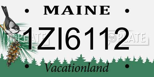 1ZI6112 Maine License Plate