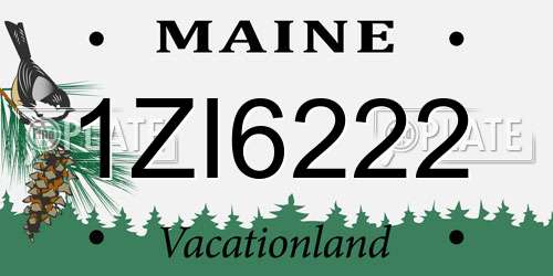 1ZI6222 Maine License Plate