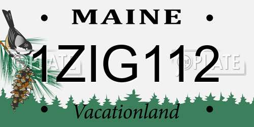 1ZIG112 Maine License Plate