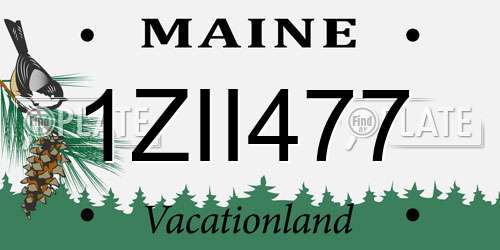 1ZII477 Maine License Plate