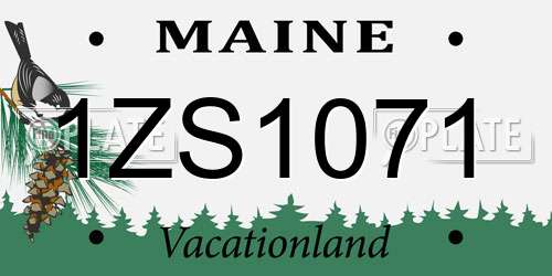 1ZS1071 Maine License Plate