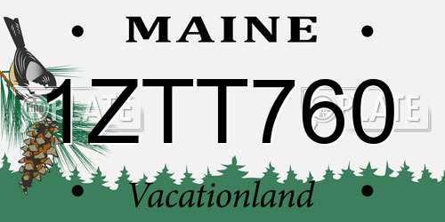 1ZTT760 Maine License Plate