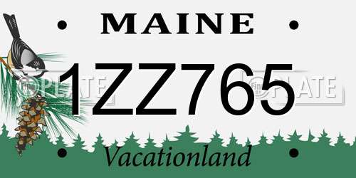 1ZZ765 Maine License Plate