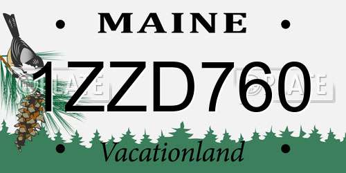 1ZZD760 Maine License Plate