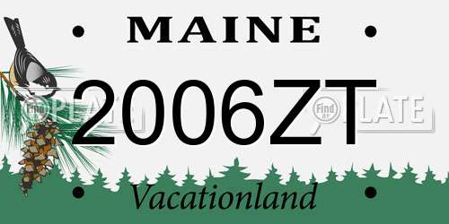 2006ZT Maine License Plate