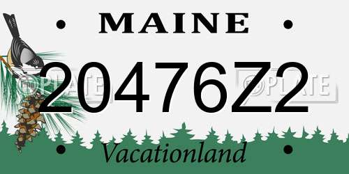 20476Z2 Maine License Plate