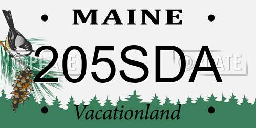 205SDA Maine License Plate
