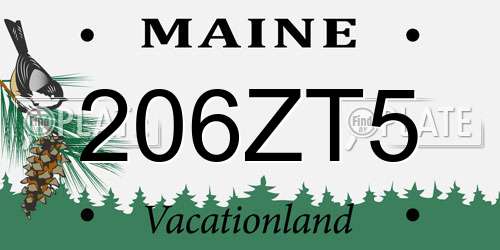 206ZT5 Maine License Plate