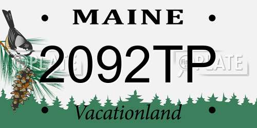 2092TP Maine License Plate