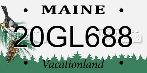 20GL688 Maine License Plate