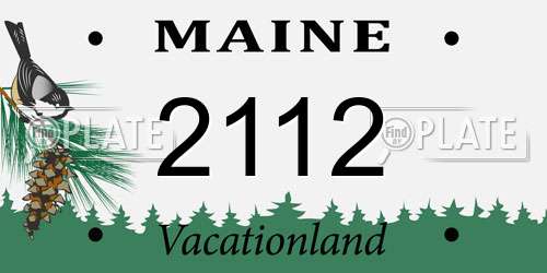 2112 Maine License Plate
