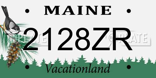 2128ZR Maine License Plate