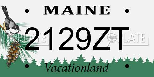 2129ZT Maine License Plate