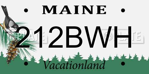 212BWH Maine License Plate
