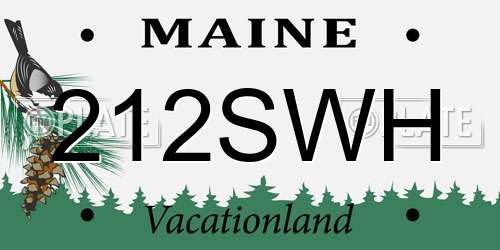 212SWH Maine License Plate