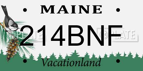 214BNF Maine License Plate