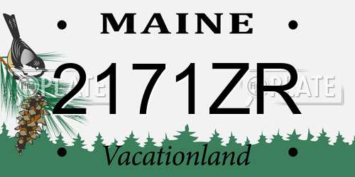 2171ZR Maine License Plate