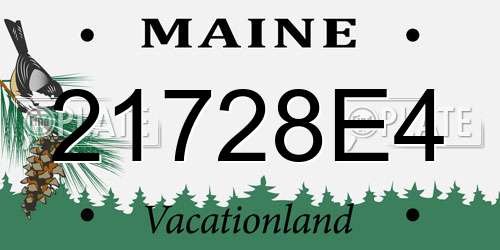 21728E4 Maine License Plate