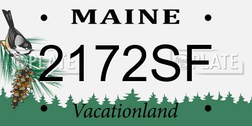 2172SF Maine License Plate