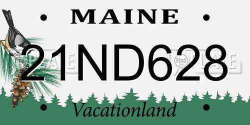 21ND628 Maine License Plate