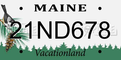 21ND678 Maine License Plate