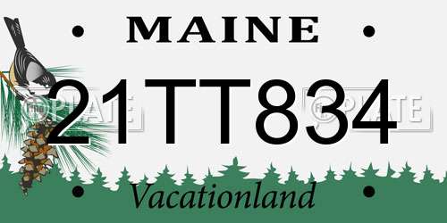 21TT834 Maine License Plate
