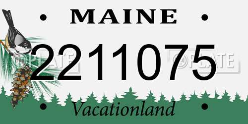 2211075 Maine License Plate