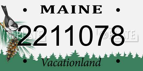 2211078 Maine License Plate