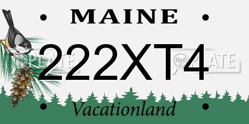 222XT4 Maine License Plate