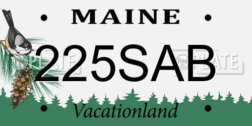 225SAB Maine License Plate