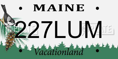 227LUM Maine License Plate