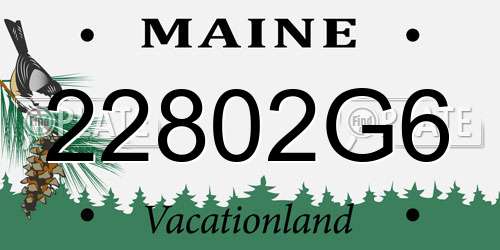 22802G6 Maine License Plate