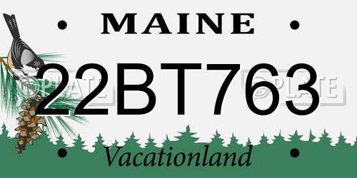 22BT763 Maine License Plate