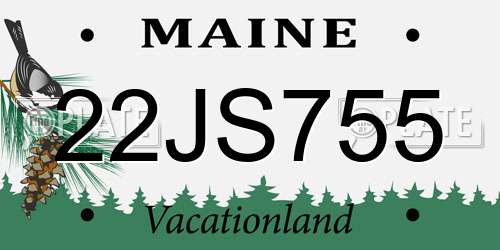22JS755 Maine License Plate