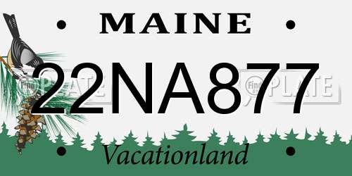 22NA877 Maine License Plate