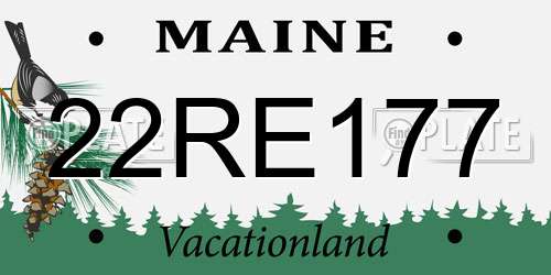 22RE177 Maine License Plate