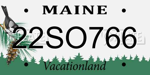 22SO766 Maine License Plate