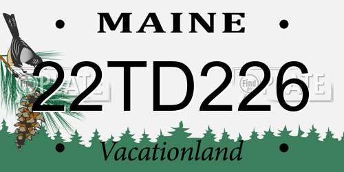 22TD226 Maine License Plate