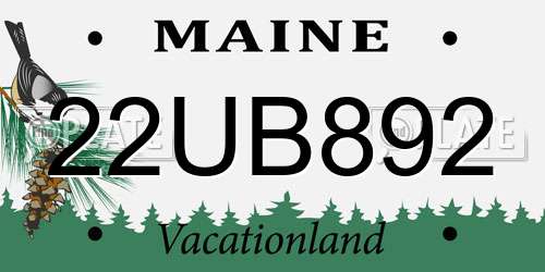 22UB892 Maine License Plate