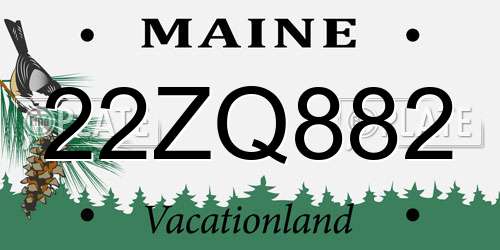 22ZQ882 Maine License Plate