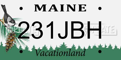 231JBH Maine License Plate