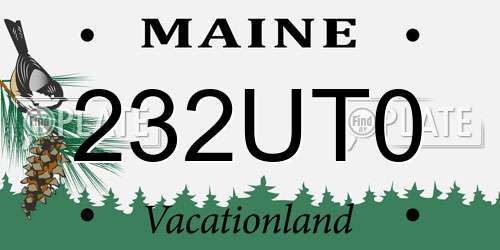 232UT0 Maine License Plate
